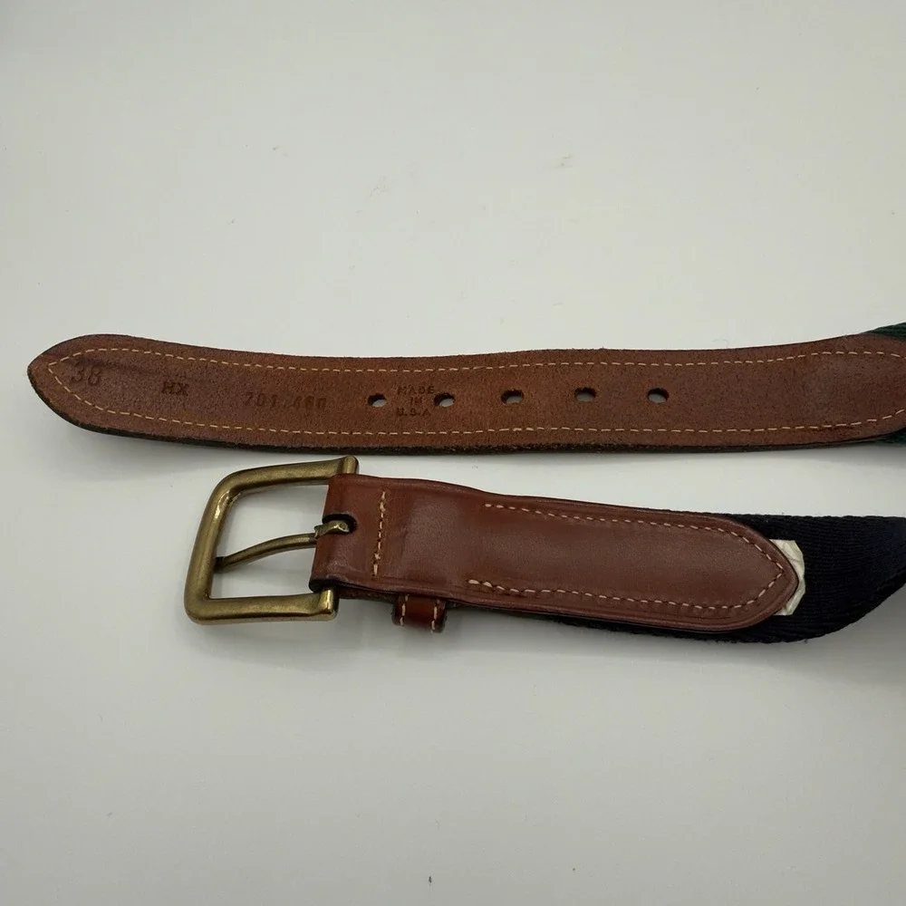 Tommy Hilfiger Authentic Surplus Style Mens Belt Sz 38 Navy‎ Blue/Green/ Leather